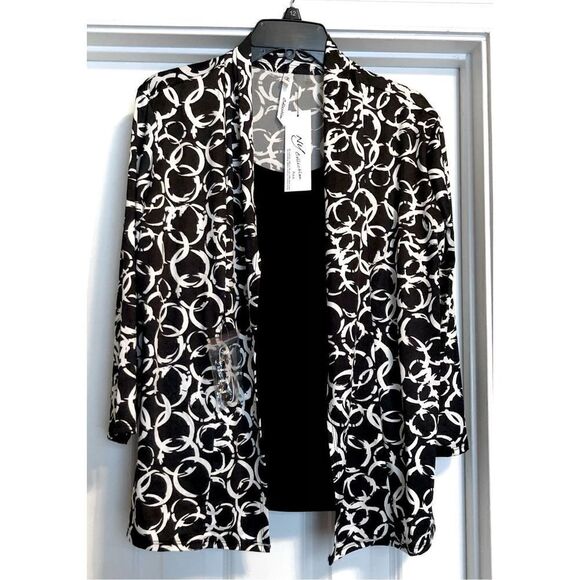 NY COLLECTION - NWT - 🌺HPX5🌺 - L Sz L Petite Printed 3/4 Open Cardigan w/Tank - Picture 3 of 16